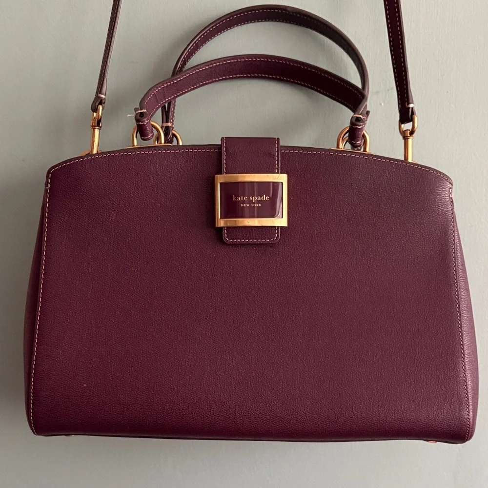 kate spade Plum/Deep Berry Leather Satchel with Gold Hardware